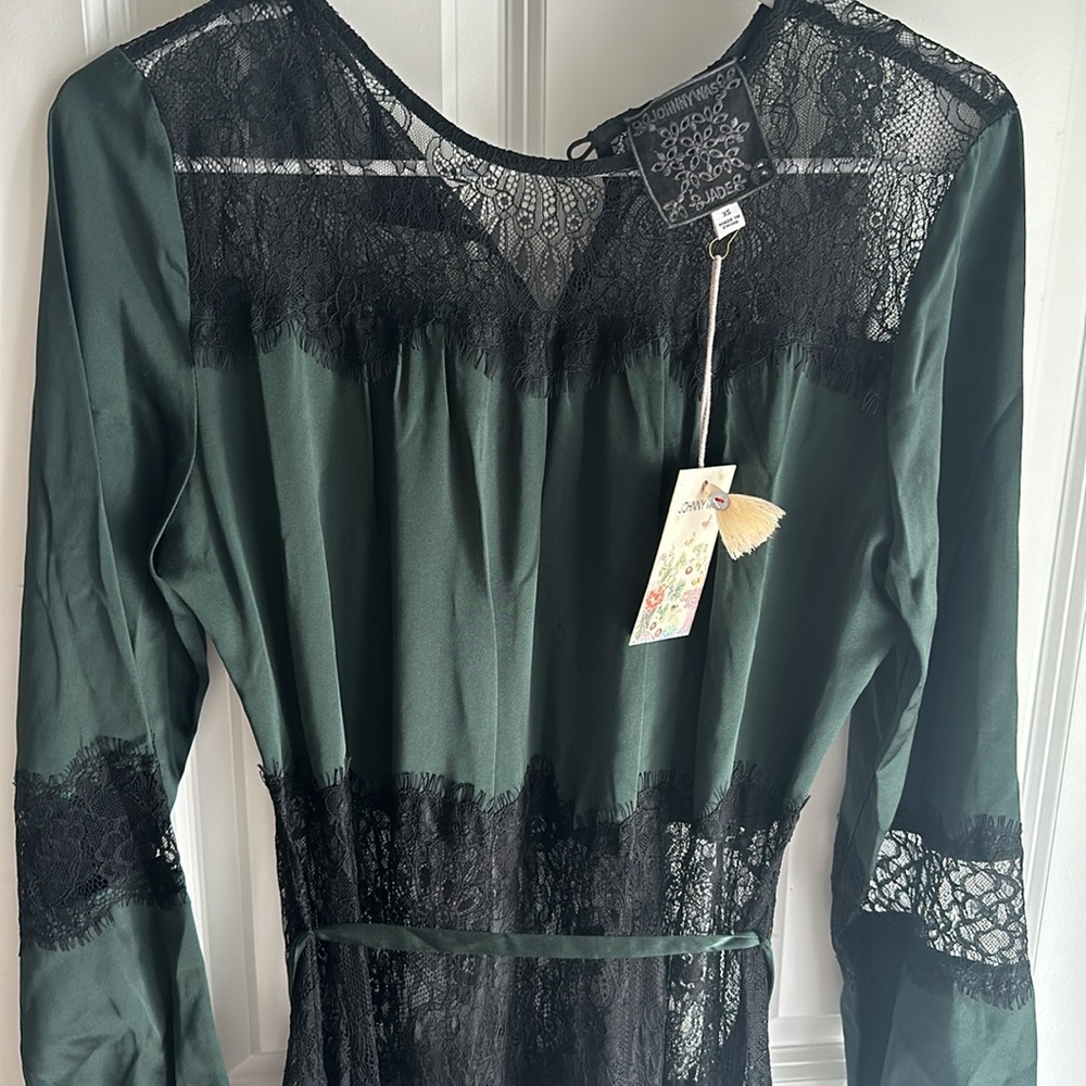 New Women’s Johnny Was Midnight 100% Silk Maxi Dress (musing black slip!) - Picture 7 of 13